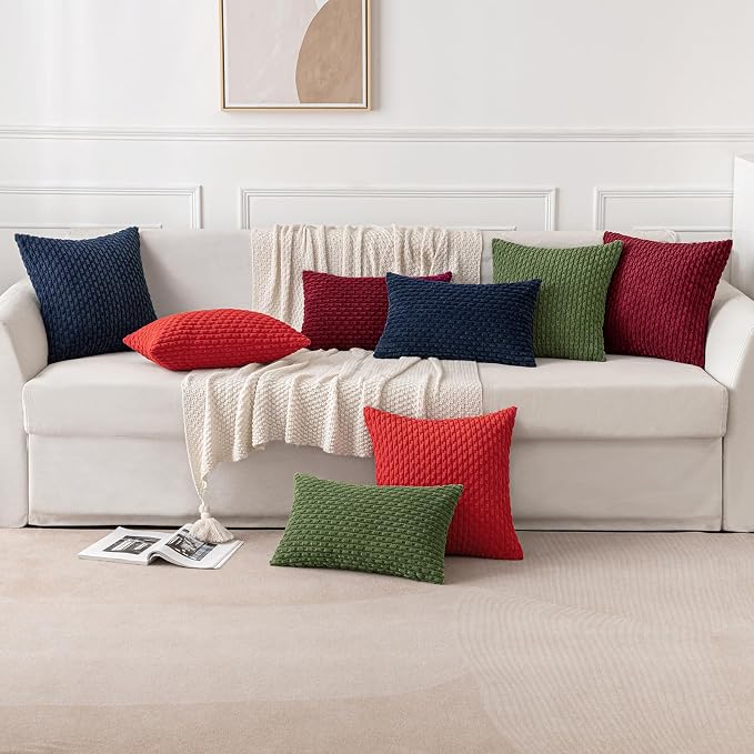 MIULEE Pack of 2 Decorative Throw Pillow Covers 16x16 Inch Soft Boho Striped - Image 5