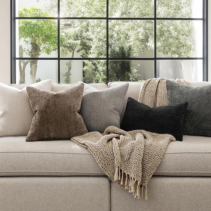 MIULEE Pack of 2 Couch Throw Pillow Covers 18x18 Inch Brown Boho Accent - Image 3