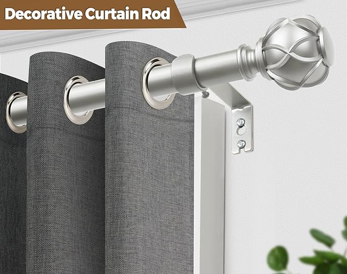KAMANINA Curtain Rods for Windows, Antique Silver Curtain Rod 32 to 58 Inch - Image 5