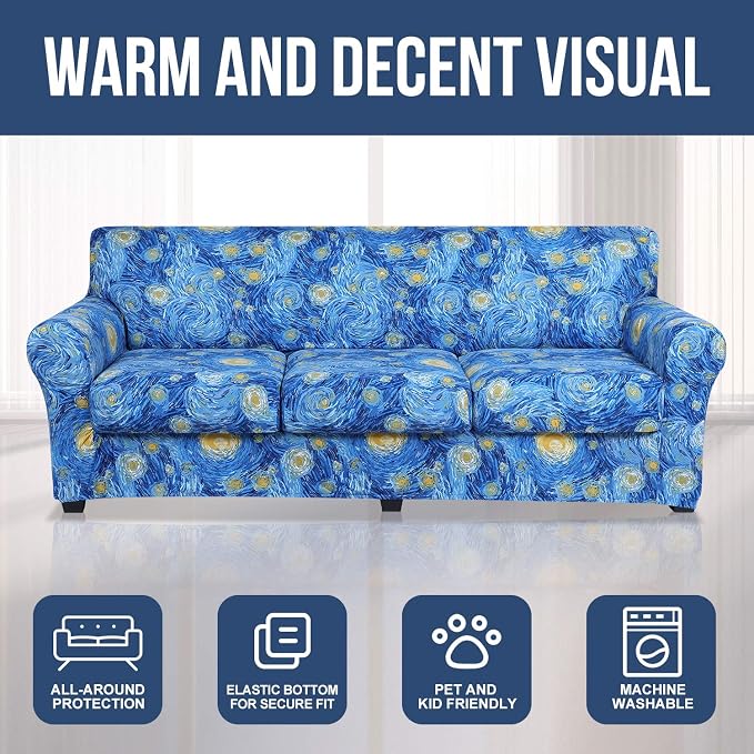 hyha Couch Cover, Floral Pattern, 4 Pieces, Sofa Slipcovers, - Image 8
