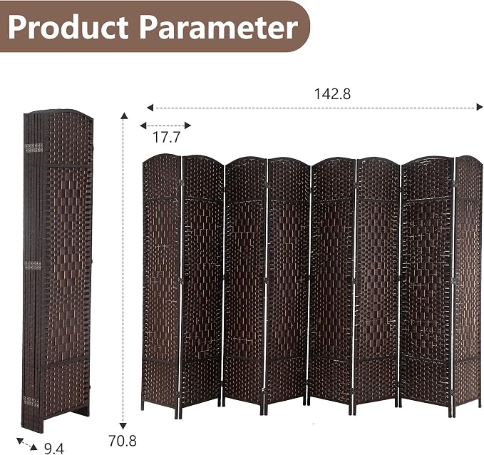 Room Divider 8 Panel Folding Privacy Divider 6 Ft Indoor Wall Divider Portable - Image 7