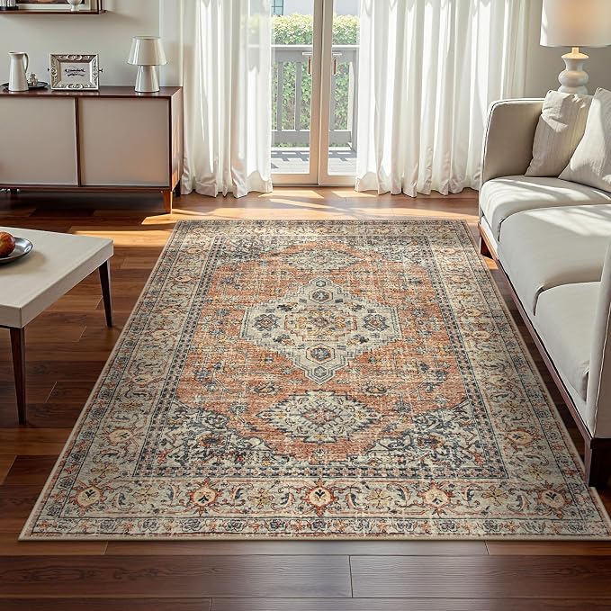 Lahome Oriental Washable Rugs for Living Room, 4x6 Bedroom Area Rug Ultra-Thin - Image 3