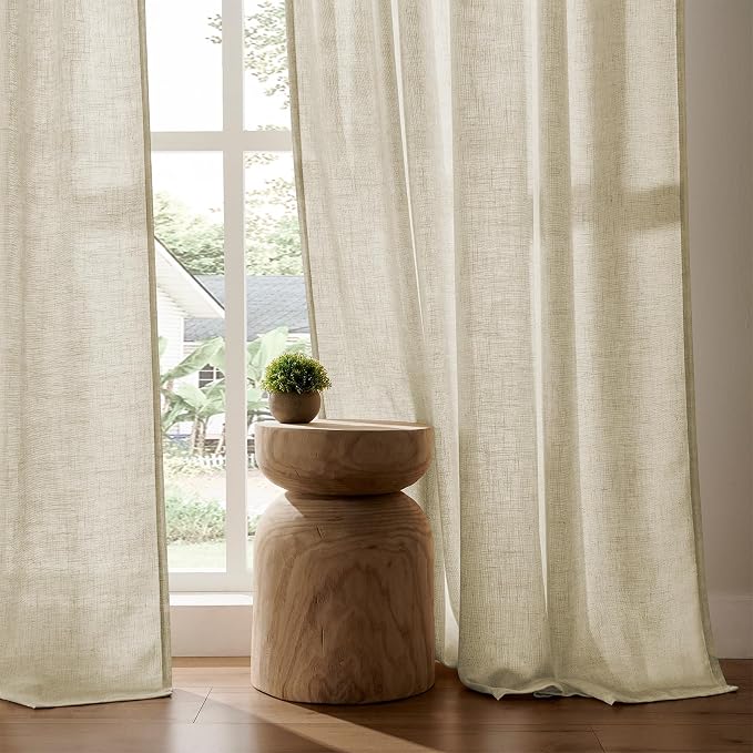 Joydeco Linen Curtains 108 Inch Length 2 Panel Sets, Light Filtering Curtains - Image 5