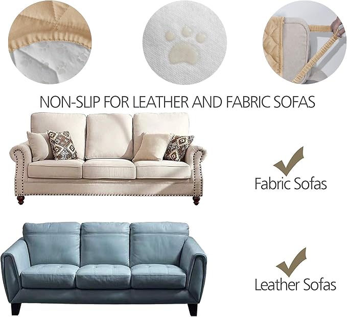 Ameritex Couch Sofa Slipcover 100% Waterproof Nonslip Quilted Furniture - Image 4