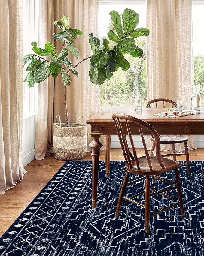 Wonnitar Moroccan 8x10 Rug Living Room Area Rugs, Washable Blue Bedroom Rug - Image 5