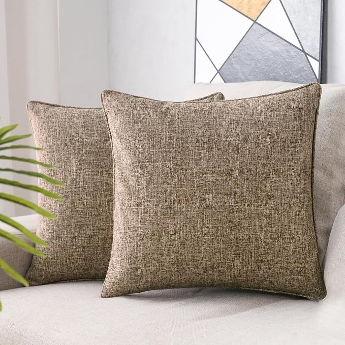HPUK Pack of 2 Tan Throw Pillow Covers, 18x18 inch Accent Throw Pillows by HPUK