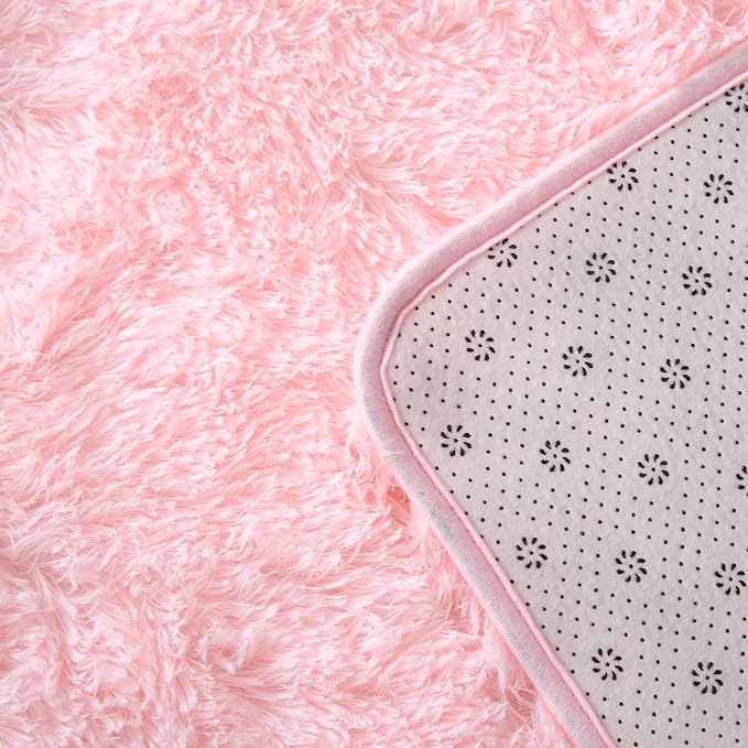 CAIYUECS Light Pink Rug for Bedroom Girls, 8x10 Feet Soft Fluffy Shag Area Rugs - Image 5