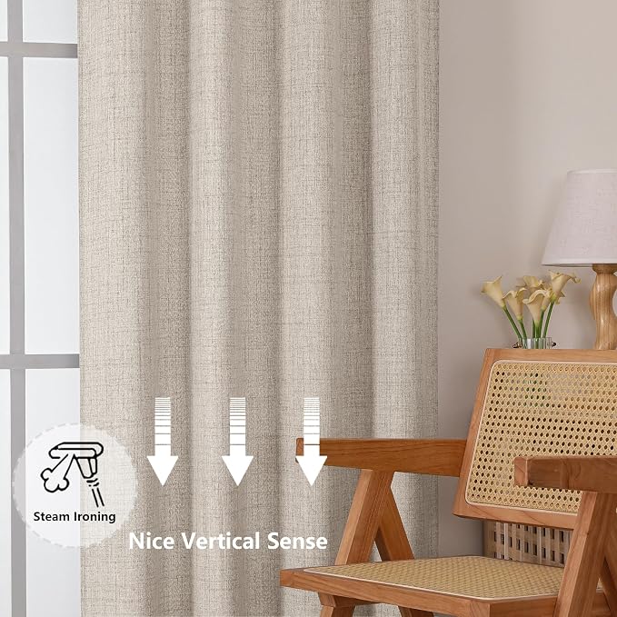 Chyhomenyc Kitchen Curtains 24 Inch Length, Light Filtering Faux Linen Slub - Image 7