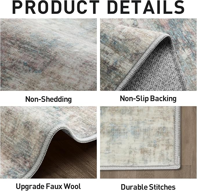 9x12 Area Rugs Washable Rug: Modern Abstract Living Room Rug Soft Anti-Skid - Image 5