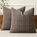 MIULEE Decorative Linen Check Euro Shams Throw Pillow Covers Neutral Farmhouse by MIULEE