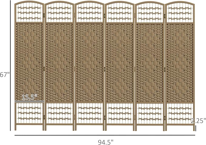 HOMCOM 6 Panel Room Divider, Folding Privacy Screen, 5.6' Room Separator - Image 7