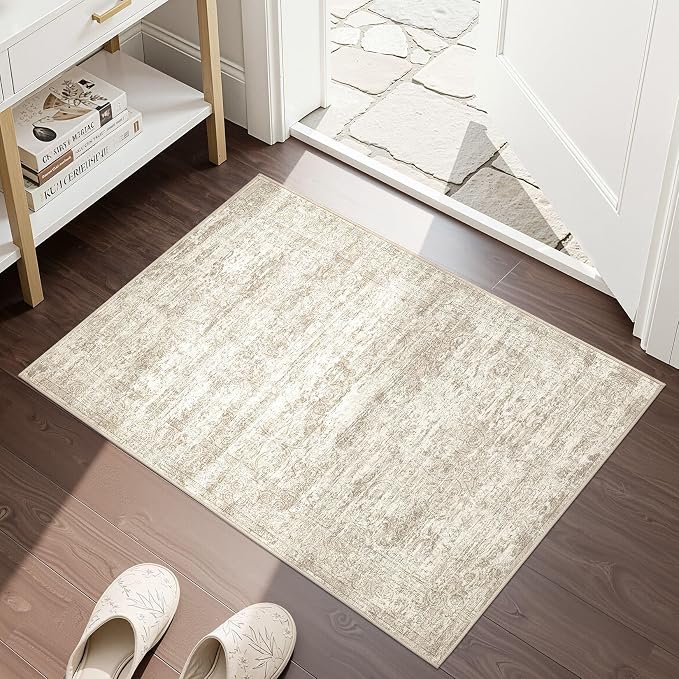 DMOYEST 2x3 Entryway Area Rug: Washable Neutral Modern Abstract Small Rug by DMOYEST