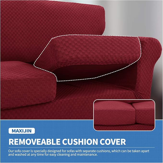 MAXIJIN 4 Piece Jacquard Extra Large Couch Covers - Image 5