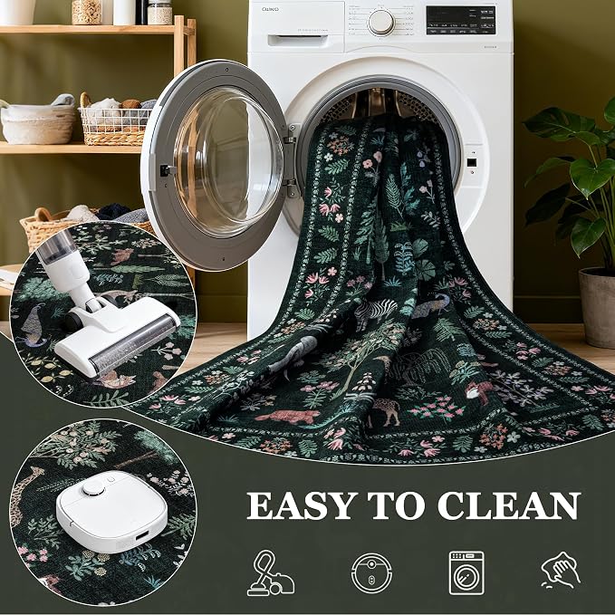 6x9 Area Rugs Living Room Rug: Vintage Washable Rug Floral Soft Carpet Indoor - Image 6