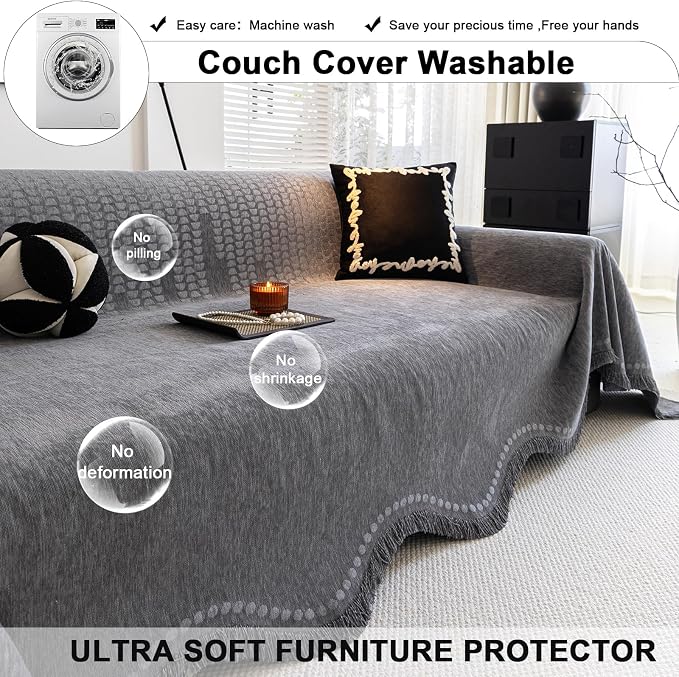 ROOMLIFE Gray Couch Cover Boho Sofa Covers - Image 8