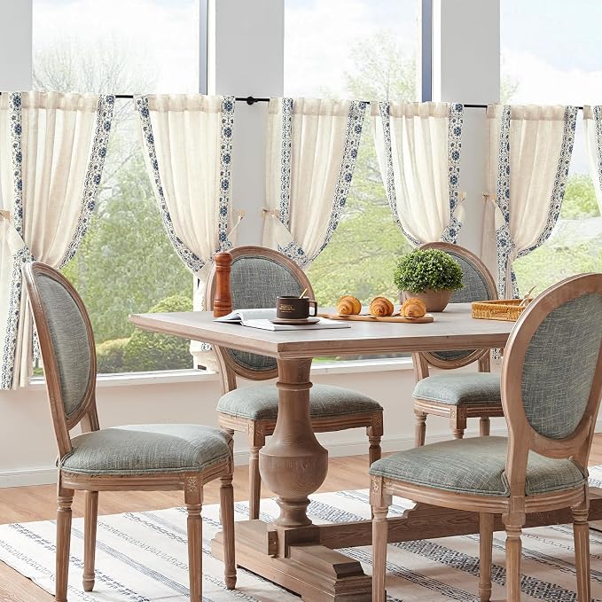 jinchan Small Window Curtains 45 Inch Length Linen Cafe Curtains - Image 8