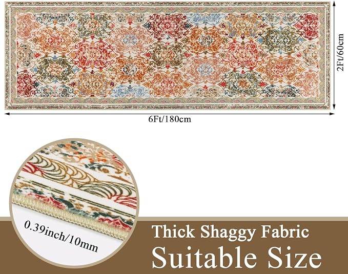 Vaukki Hallway Runner Rug, Vintage Shaggy Soft Laundry Rug Runner, Non Slip - Image 2