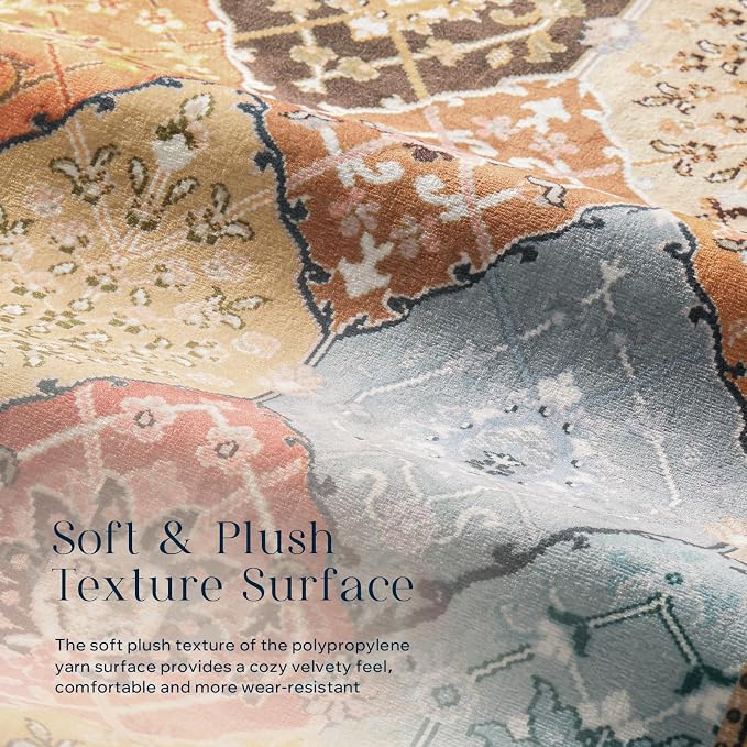 Phantoscope Washable Runner Rug 2'x6' Non-Slip, Vintage Boho Hallway Rugs - Image 4
