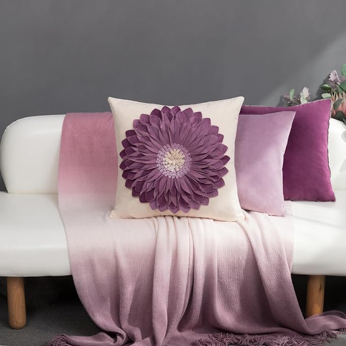 OiseauVoler Decorative Throw Pillow Covers 18x18 Inches 3D Flower Cushion Cases - Image 7