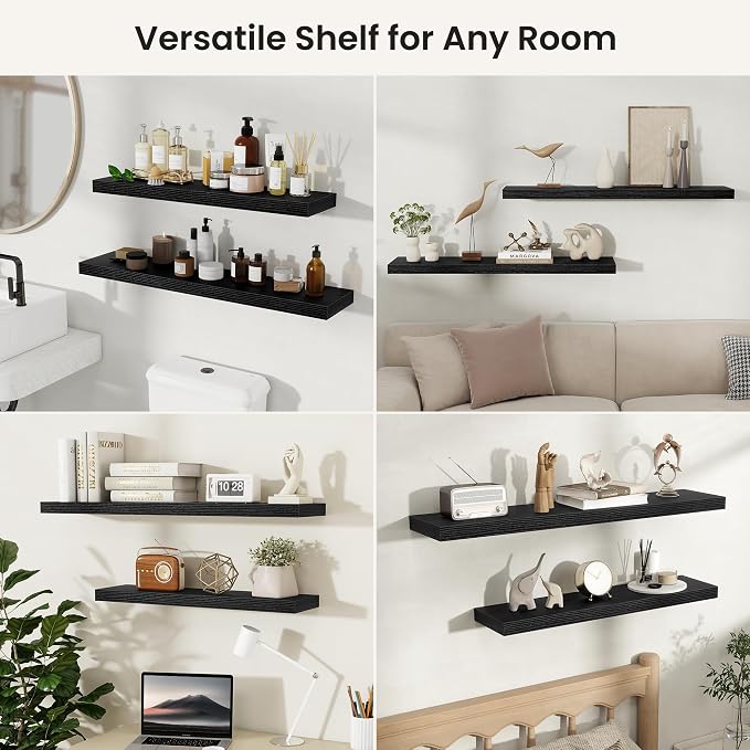Fun Memories Floating Shelves for Wall, Rustic Wood Wall Mounted Shelves for - Image 8