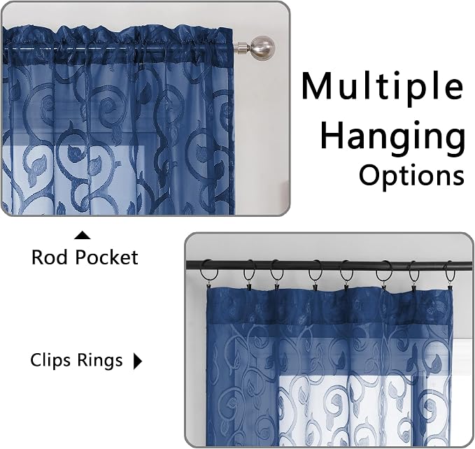 OWENIE Furman Sheer Curtains 72 inches Long 2 Panels Set, Light Filtering Top - Image 4