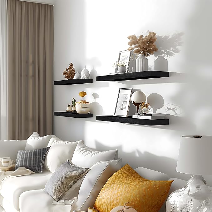 GXYAWPJ Black Wood Floating Shelves - Image 2