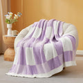 Snuggle Sac Checkered Blanket, Lilac Purple Throw Blanket by SnuggleSac