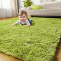 Amdrebio Grass Green Rug 6x9 for Living Room Bedroom, Fluffy Shag Plush Area by Amdrebio