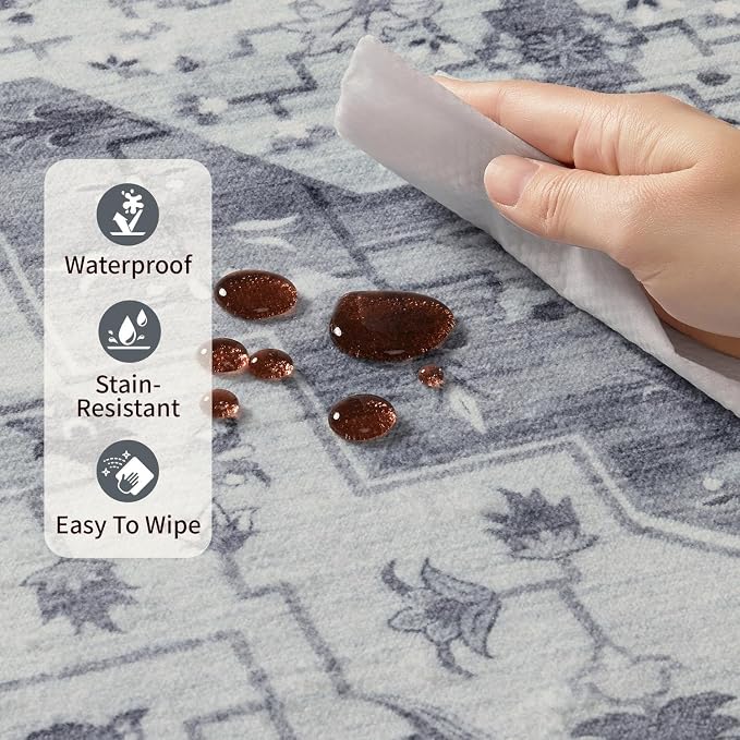 Rugxara Washable Area Rug for Living Room, Vintage Boho Rugs for Office - Image 9