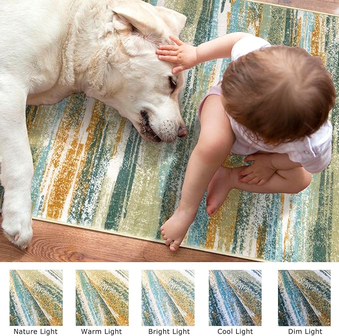 Lansny Modern Abstract Entryway Rug Indoor 2x3 Washable Rug Non-Slip Soft Small - Image 3