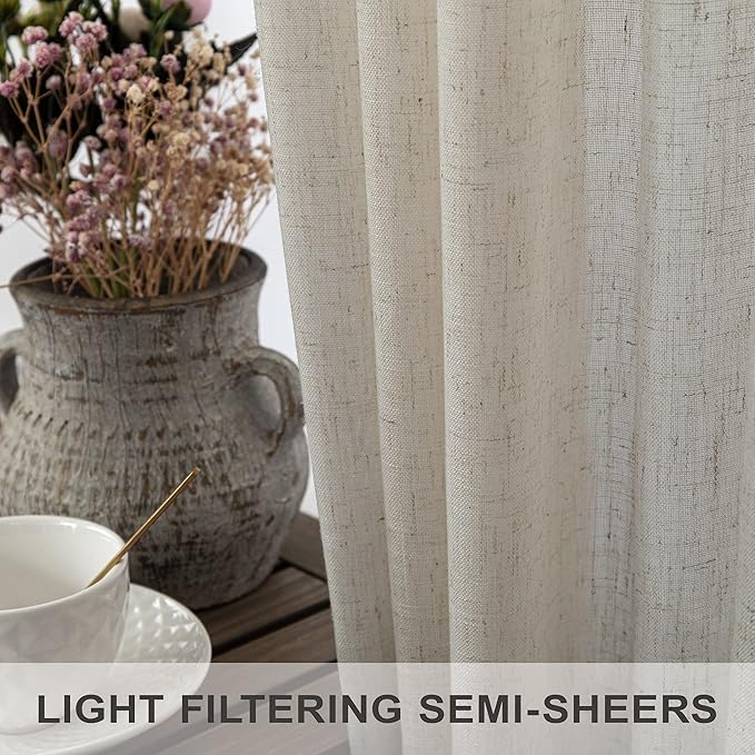 Pitalk Beige Linen Curtains 95 Inches Long 2 Panels - Image 4