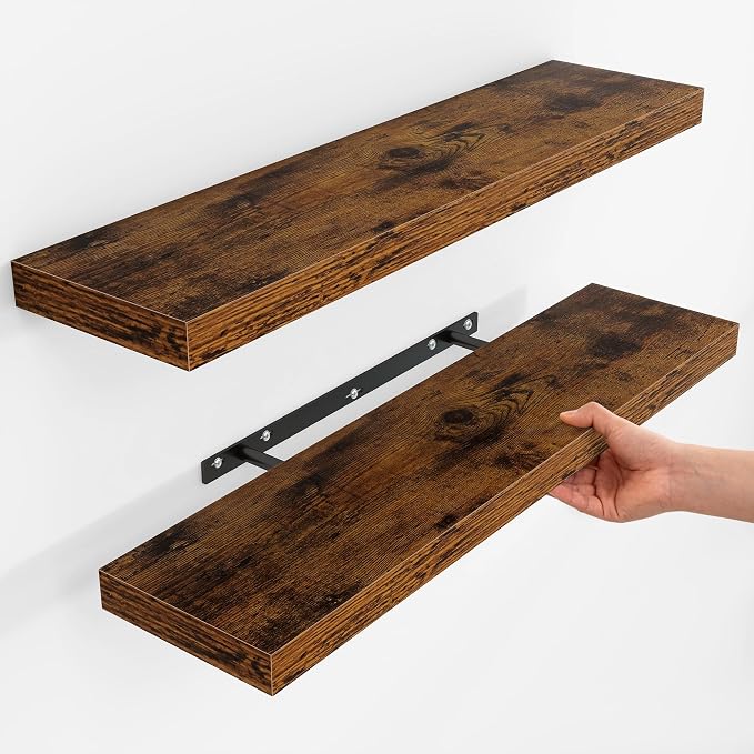 Fun Memories Floating Shelves for Wall, Rustic Wood Wall Mounted Shelves for by FunMemories