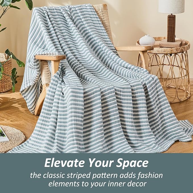 EMME Cotton Muslin Large Throw Blanket Couch Breathable Gauze Soft Lightweight - Image 3