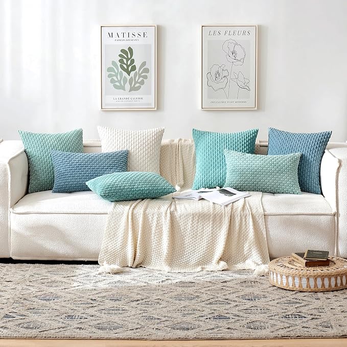 MIULEE Pack of 2 Decorative Throw Pillow Covers 18x18 Inch Soft Boho Striped - Image 5