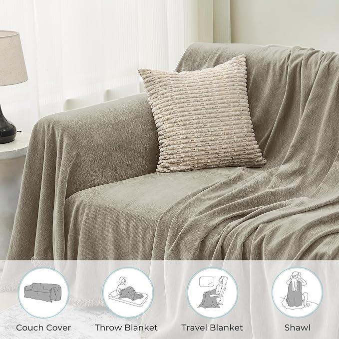 CAPALOCA Sectional Couch Covers, 2 Pieces Chenille Sofa Cover L Shaped Couch - Image 5