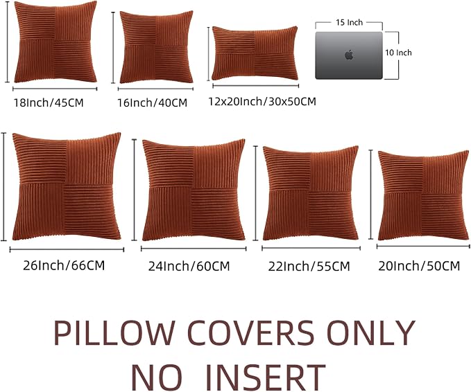 Fancy Homi 2 Packs Rust Decorative Throw Pillow Covers 22x22 Inch - Image 8