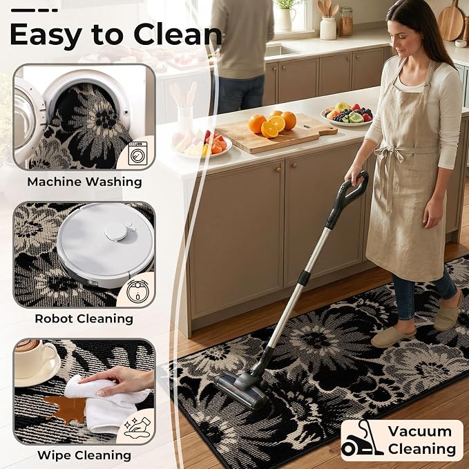 Findosom Washable Area Rug 3x5, Non Slip High-Low Textured Floral Rugs - Image 5