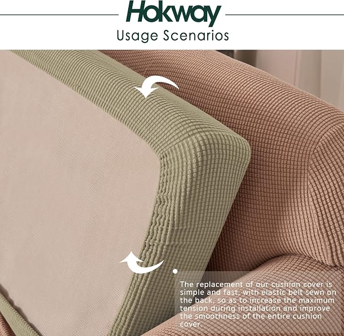Hokway Stretch Couch Cushion Slipcovers Reversible Cushion Replacement - Image 5
