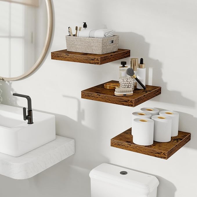 Fun Memories Floating Shelves for Wall, Rustic Wood Wall Mounted Shelves for - Image 2