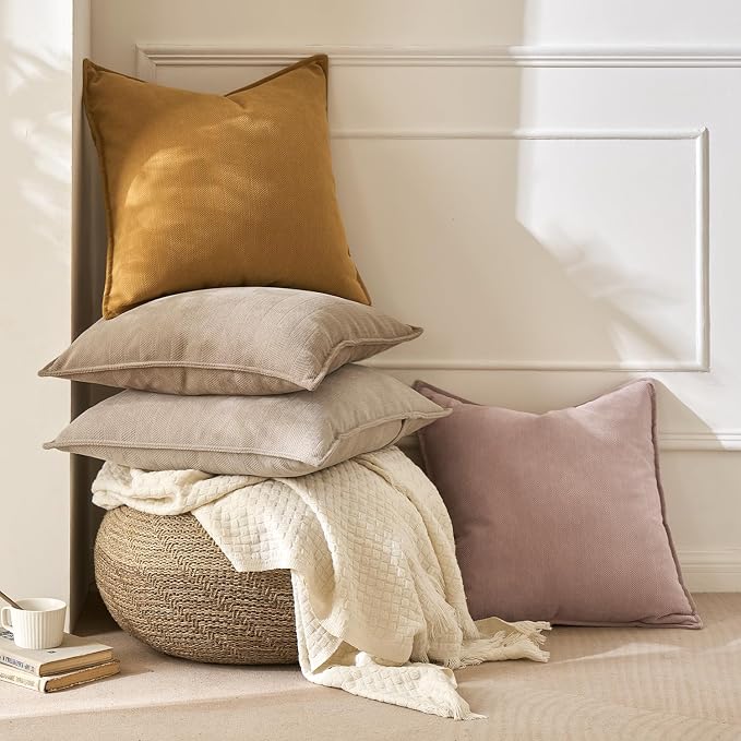 MIULEE Pack of 2 Mustard Yellow Decorative Pillow Covers 18x18 Inch Soft - Image 7
