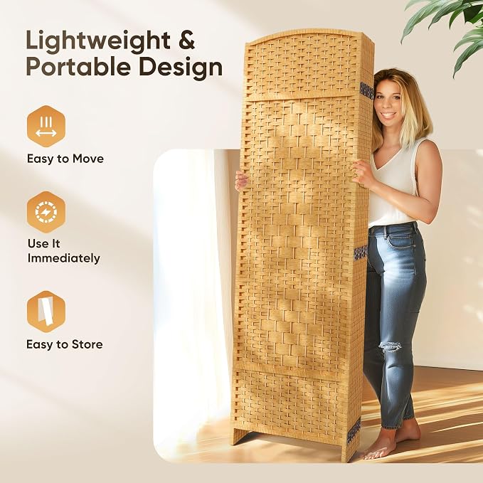 JOSTYLE Room Divider 6ft. Tall Extra Wide Privacy Screen, Folding Privacy - Image 5