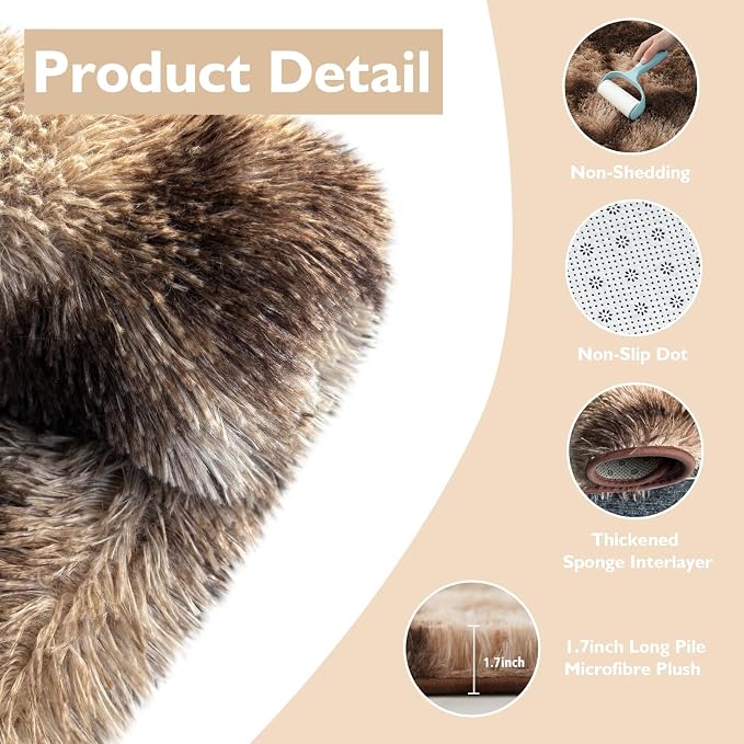 9x12 Fluffy Area Rugs for Living Room, Large Fuzzy Shag Area Rug for Bedroom - Image 3