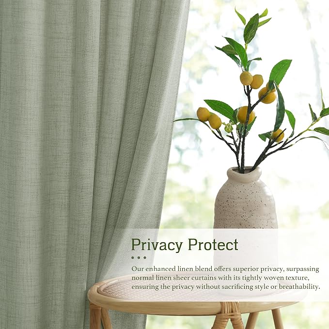 RYB HOME Linen Sheer Curtains and Drapes - Image 2