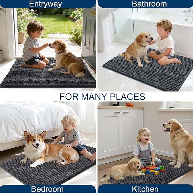 OLANLY Dog Door Mat for Muddy Paws 44x24, Ultra Absorbent Chenille Mud Doormat - Image 8