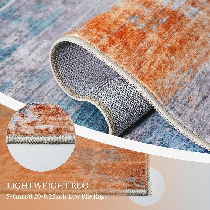 Abstract 3x5 Washable Rug: Modern Non Slip Area Rug Soft Carpet Foldable - Image 4