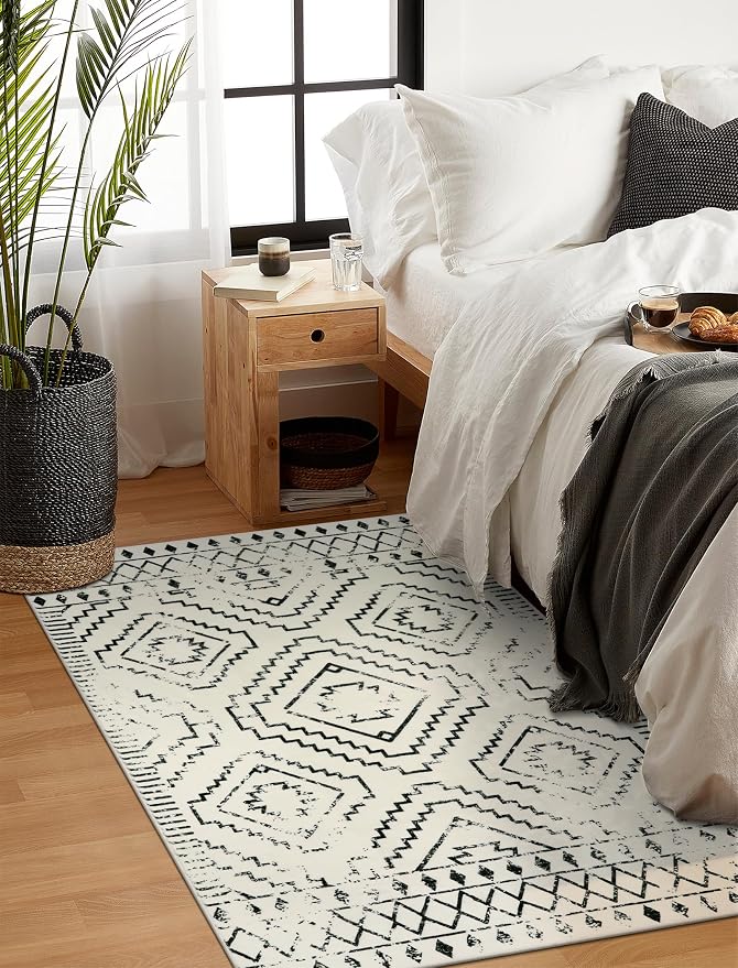 Wonnitar Moroccan 3x5 Area Rug, Washable White Non-Slip Entry Rug, Farmhouse - Image 6