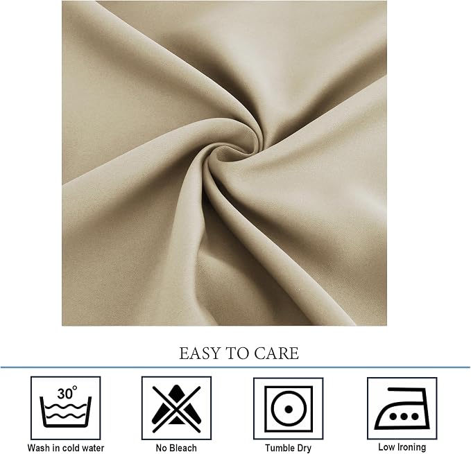 Diraysid Beige Grommet Blackout Curtains - Image 4