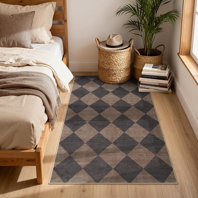 Beeiva Checkered Print Entry Rug 3x5, Non Slip Washable Kitchen Rug 3x5 Stain - Image 6