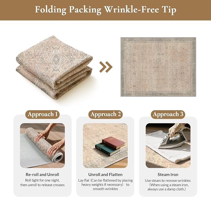 GENIMO 9x12 Area Rugs for Living Room, Machine Washable Non Slip Vintage Rugs - Image 9