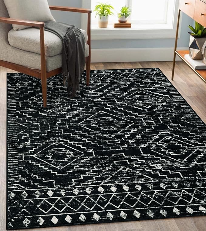 Wonnitar Moroccan Washable Rug 4x6, Non-Slip Farmhouse Bedroom Carpet Dorm Room by Wonnitar